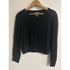 modcloth x collectif Black Cardigan Sweater Soft Heart Buttons Cropped XL